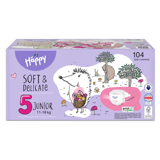 2x BELLA HAPPY Baby Pleny jednorázové Junior Box 11-18 kg 52 ks