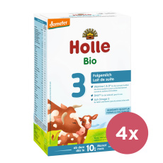 4x HOLLE Výživa bio dětská mléčná 3 pokračovací, 10m+ 600 g