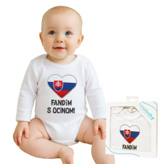 Body s potiskem New Baby Fandím s ocinom biele - darčekové balenie