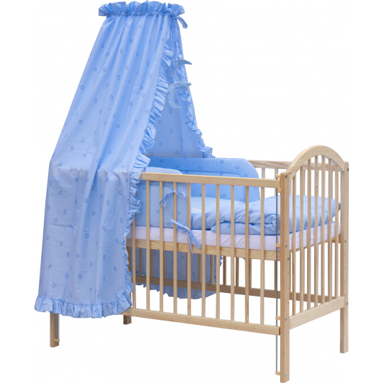 Scarlett Dětská postýlka s kompletní výbavou Scarlett 120 x 60 cm - Méďa - modrá