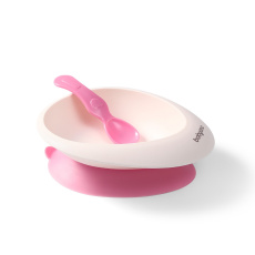 BABYONO Miska s přísavkou a lžičkou růžová 230 ml 6m+ BABYONO Miska s přísavkou a lžičkou růžová 230 ml 6m+