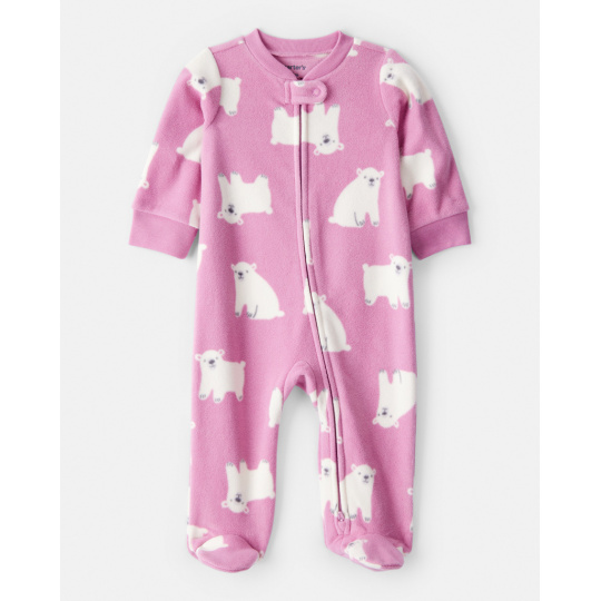 CARTER'S Overal na zip fleece Sleep & Play růžový Polar bear dívka NB/vel.56 CARTER'S Overal na zip fleece Sleep & Play růžový Polar bear dívka NB/vel.56
