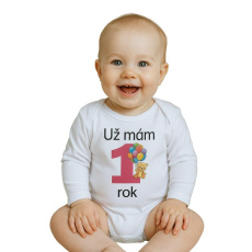 Body s potiskem New Baby Už mám 1 rok růžové
