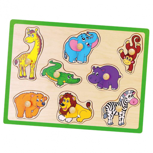 Dětské dřevěné puzzle s úchyty Viga ZOO