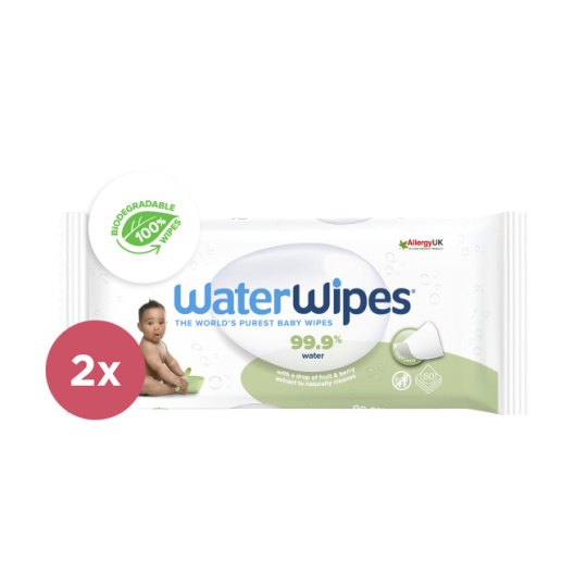 2x WATERWIPES Vlhčené obrousky bez obsahu plastů Soapberry 60 ks (120 ks )