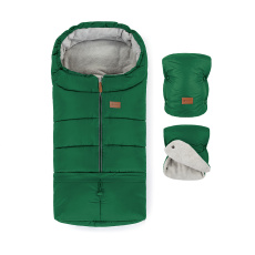 PETITE&MARS Set zimní fusak Jibot 3v1 + rukavice na kočárek Jasie Juicy Green Horizontal