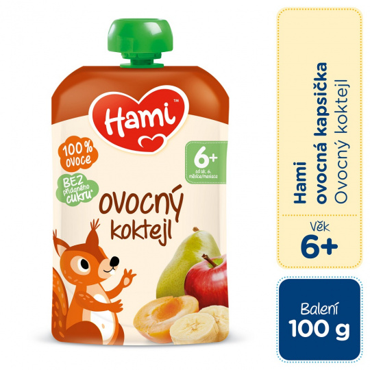 HAMI Kapsička ovocná Ovocný koktejl 100 g, 6m+