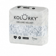 KOLORKY DELUXE VELVET - M (5-8 kg) - 21 ks- jednorázové eko plenky se sametovým povrchem KOLORKY DELUXE VELVET - M (5-8 kg) - 21 ks- jednorázové eko plenky se sametovým povrchem