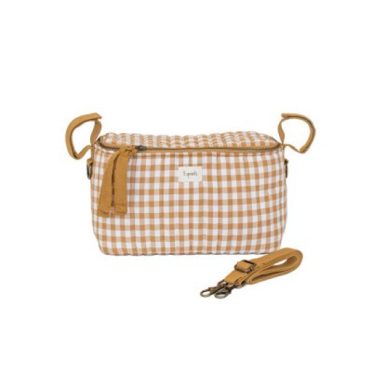 3 SPROUTS Organizér na kočárek prošívaný Gingham Mustard Print