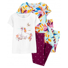 CARTER'S Pyžamo 4dílné triko kr. rukáv 2ks, legíny 2ks Unicorn & Flowers holka 18m