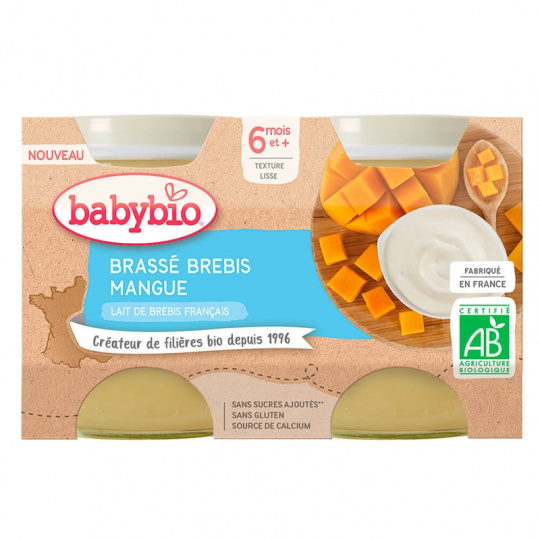 BABYBIO Brassé z ovčího mléka mango 2x 130 g