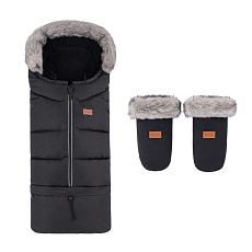 PETITE&MARS Set zimní fusak Arctic 4v1 + rukavice na kočárek Fjora Forever Black PETITE&MARS Set zimní fusak Arctic 4v1 + rukavice na kočárek Fjora Forever Black