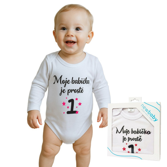 Body s potiskem New Baby Moje babička je prostě jednička - dárkové balení Body s potiskem New Baby Moje babička je prostě jednička - dárkové balení
