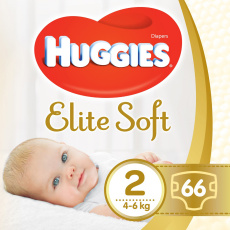 HUGGIES Elite Soft Pleny jednorázové 2 (4-6 kg) 66 ks HUGGIES Elite Soft Pleny jednorázové 2 (4-6 kg) 66 ks