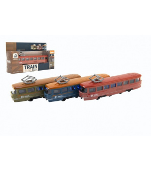 Vlak/tramvaj kov/plast 17cm na zpětný chod na bat. se zvukem se světlem 3 barvy v krabičce 22x13x6cm Vlak/tramvaj kov/plast 17cm na zpětný chod na bat. se zvukem se světlem 3 barvy v krabičce 22x13x6cm