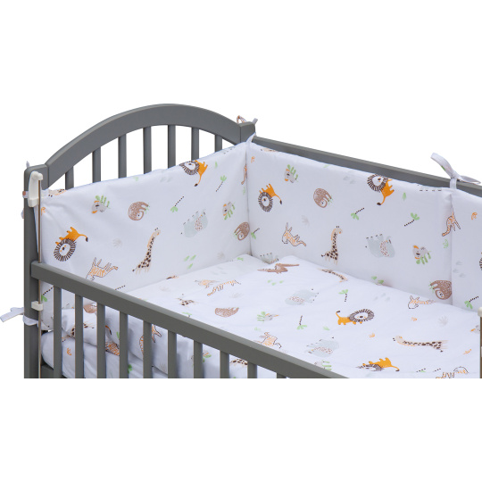 Dětská postýlka se stahovací bočnicí - šedá - 120x60 cm s kompletní výbavou Decentní motiv Barva soupravy: Gona Dětská postýlka se stahovací bočnicí - šedá - 120x60 cm s kompletní výbavou Decentní motiv Barva soupravy: Gona