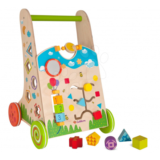 Eichhorn Dřevěné didaktické chodítko Color Activity Walker s různými aktivitami a 5 kostkami od 12 měsíců   DOPRODEJ