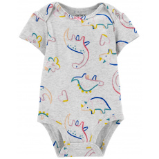 CARTER'S Body krátký rukáv Grey Dino holka 9m