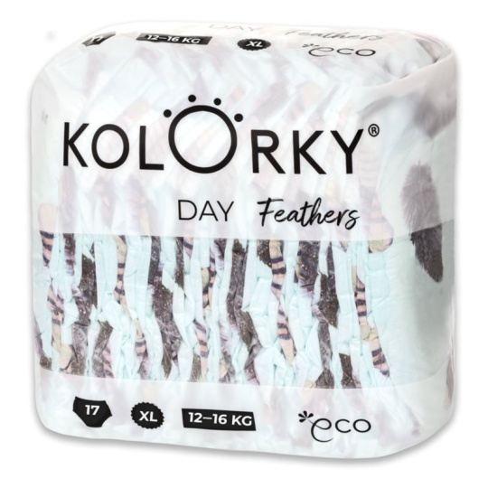 KOLORKY DAY Pleny jednorázové eko, peří XL (12-16 kg) 17 ks