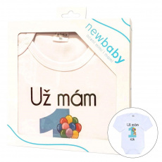 Body s potiskem New Baby Už mám 1 rok modré - dárkové balení Body s potiskem New Baby Už mám 1 rok modré - dárkové balení