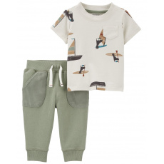 CARTER'S Set 2dílný triko kr. rukáv, tepláky Green Toucan kluk 6m