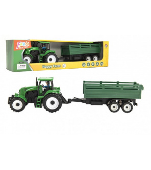 Traktor s vlekem plast 42cm na setrvačník v krabici 47x13x11cm Traktor s vlekem plast 42cm na setrvačník v krabici 47x13x11cm