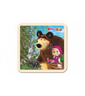 Skládačka Puzzle dřevo Máša a Medvěd se zajícem 4ks 15x15cm 12m+ Skládačka Puzzle dřevo Máša a Medvěd se zajícem 4ks 15x15cm 12m+