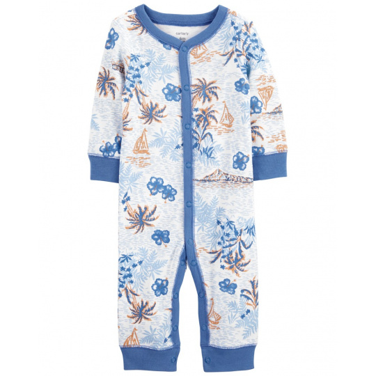 CARTER'S Overal bez nožiček na druky Sleep&Play Blue Palm kluk 3m