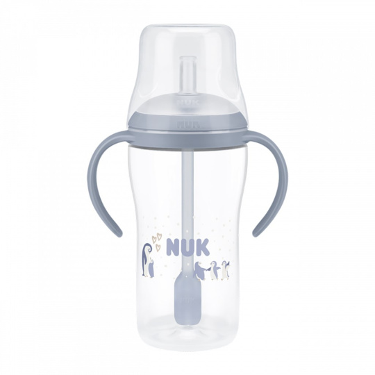 Kojenecká láhev NUK Perfect Match na učení s brčkem PENGUIN 260 ml
