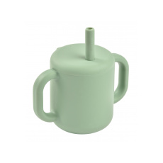 Hrnek s brčkem a držadly silikonový Sage Green Hrnek s brčkem a držadly silikonový Sage Green