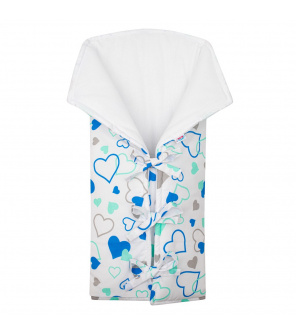 Klasická šněrovací zavinovačka New Baby JACKET modrá srdíčka Klasická šněrovací zavinovačka New Baby JACKET modrá srdíčka
