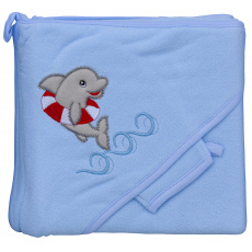 Scarlett Froté ručník - Scarlett delfín s kapucí - modrá