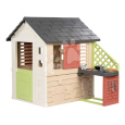 Smoby Domeček s kuchyňkou a 17 doplňků Nature Playhouse&Kitchen Life  3 okna se 2 žaluziemi a posuvnými okenicemi s UV filtrem od 24 měsíců – model 2025