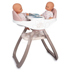 Smoby Jídelní židle pro dvojčata Twin Highchair 2in1 Natur D'Amour Baby Nurse  pro 42 cm panenky se 4 doplňky od 24 měsíců