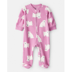 CARTER'S Overal na zip fleece Sleep & Play růžový Polar bear dívka 9m/vel.74
