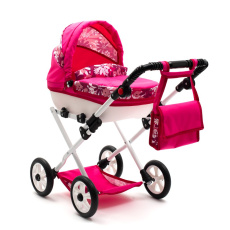 Dětský kočárek pro panenky New Baby COMFORT růžový květy Dětský kočárek pro panenky New Baby COMFORT růžový květy