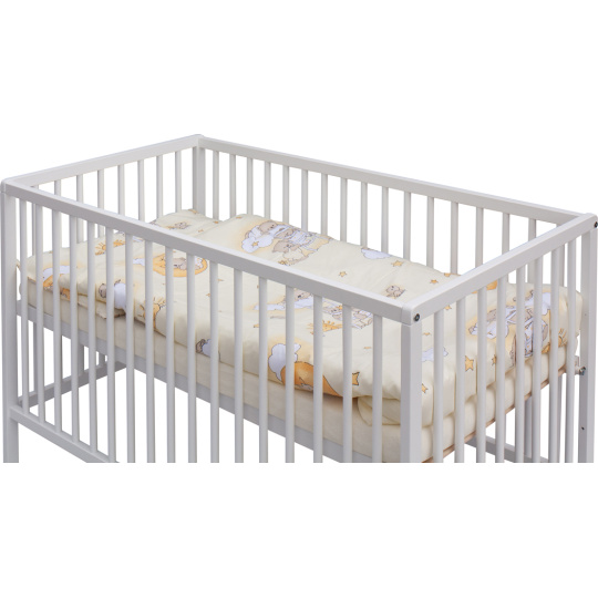 Levná postýlka s vyndavacími příčkami - bílá - 120x60 cm s výbavou Mráček Barva soupravy: Mráček béžový