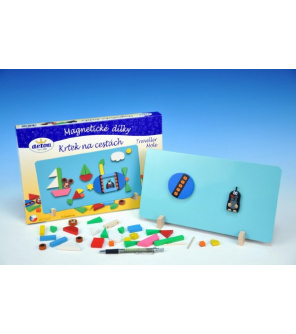 Magnetické dílky Krtek na cestách dřevo 31ks v krabici 34x23x3cm Magnetické dílky Krtek na cestách dřevo 31ks v krabici 34x23x3cm