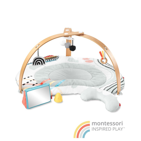 SKIP HOP Deka na hraní s dřevěnou hrazdičkou Discoverosity Montessori 0m+ SKIP HOP Deka na hraní s dřevěnou hrazdičkou Discoverosity Montessori 0m+