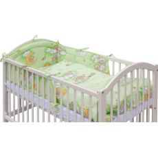 Dětská designová postýlka se stahovací bočnicí - bílá - 120x60 cm s kompletní výbavou Mráček Barva soupravy: Mráček zelený