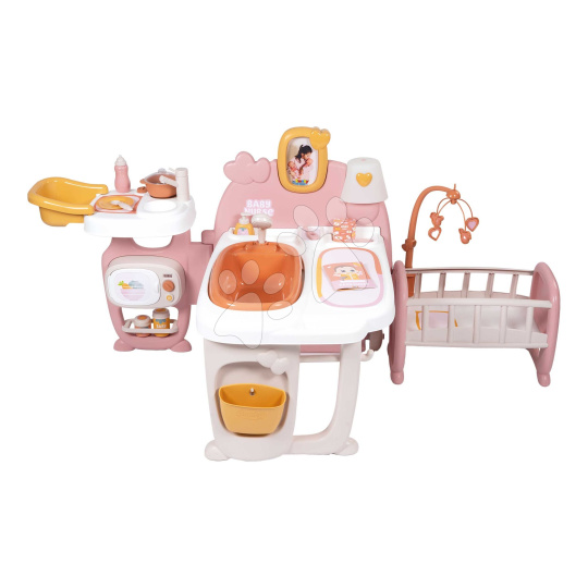 Smoby Domeček pro panenku trojkřídlý Large Doll´s Play Center Soft Baby Nurse kuchyňka ložnice a koupelna s 18 doplňky