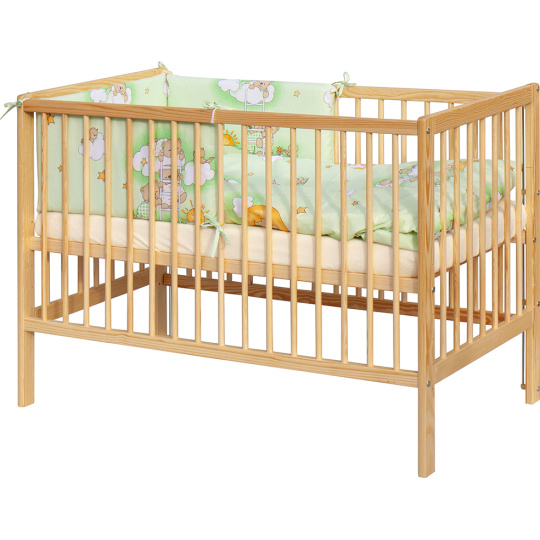 Scarlett Dětská postýlka s kompletní výbavou Scarlett 120 x 60 cm - Mráček - zelená Scarlett Dětská postýlka s kompletní výbavou Scarlett 120 x 60 cm - Mráček - zelená