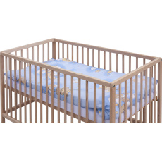 Levná postýlka s vyndavacími příčkami - přírodní ECO - 120x60 cm s výbavou Mráček Barva soupravy: Mráček modrý