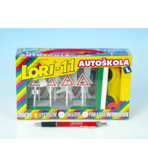 Stavebnice LORI 11 Autoškola Dopravní značky 16ks+2 kužely+auto plast v krabici 22x13x6cm Stavebnice LORI 11 Autoškola Dopravní značky 16ks+2 kužely+auto plast v krabici 22x13x6cm