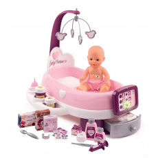 Smoby SM220347 Pečovatelské centrum elektronické Violette Baby Nurse  s 30 cm čurající panenkou a 24 doplňky