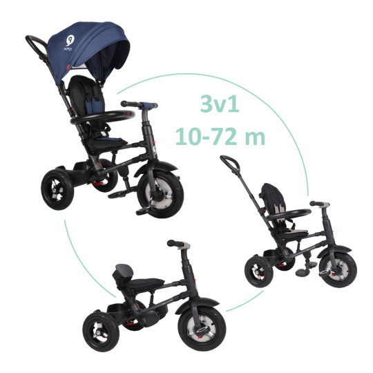QPLAY Tříkolka Rito air gel (Rubber) Blue, věk 10-72 měsíců