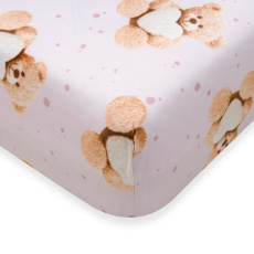 Bavlněné prostěradlo do postýlky New Baby Love Teddy Bear 120x60cm pink
