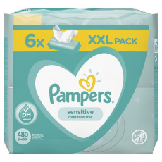 PAMPERS Sensitive dětské čisticí ubrousky 6 balení = 480 ks PAMPERS Sensitive dětské čisticí ubrousky 6 balení = 480 ks