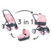 Smoby trojkombinace Powder Pink 3in1 Maxi Cosi&Quinny hluboký a sportovní a přenosná postýlka pro 42 cm panenku