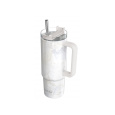 Nerezový termohrnek s brčkem Vibe Marble 880 ml